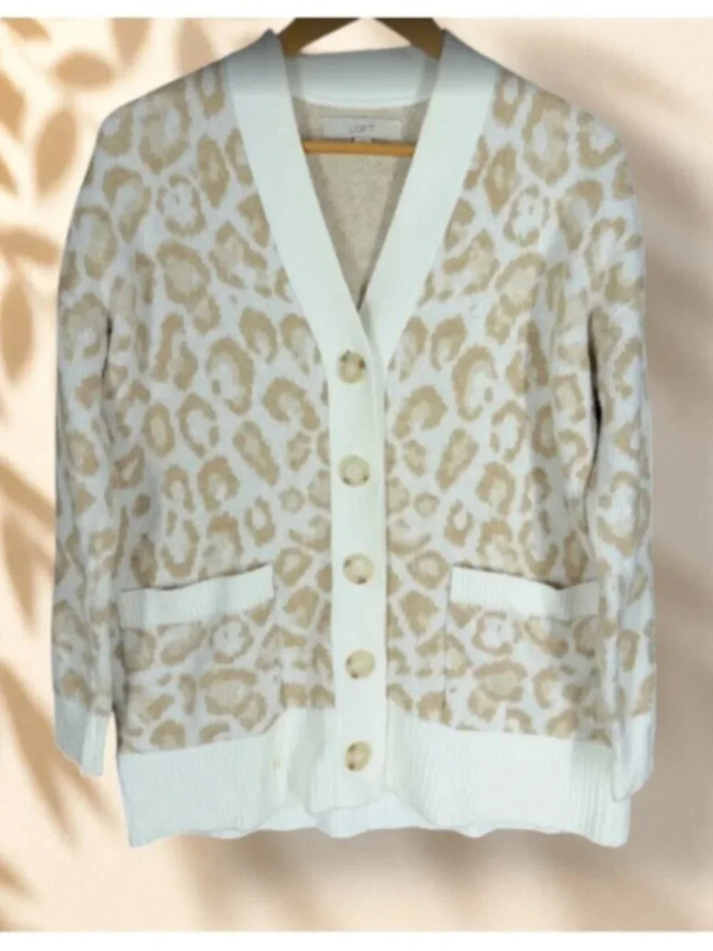 Women's LOFT Animal print button down sweater